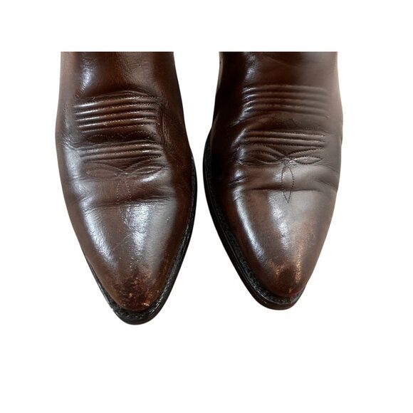 Acme Western Cowboy Boots Mens 10.5 Brown Real Leather Pointed Toe Vibrant Chore - Picture 5 of 13